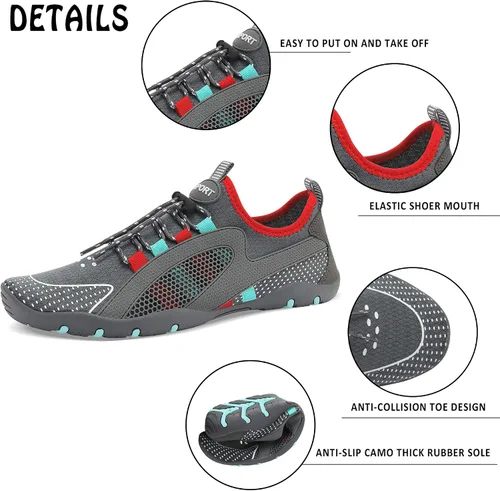 Vista 2 de Zapatos de agua para hombre y mujer, secado rápido, calcetines acuáticos, zapatos de buceo para playa, natación, surf, piscina, yoga, viajes, al