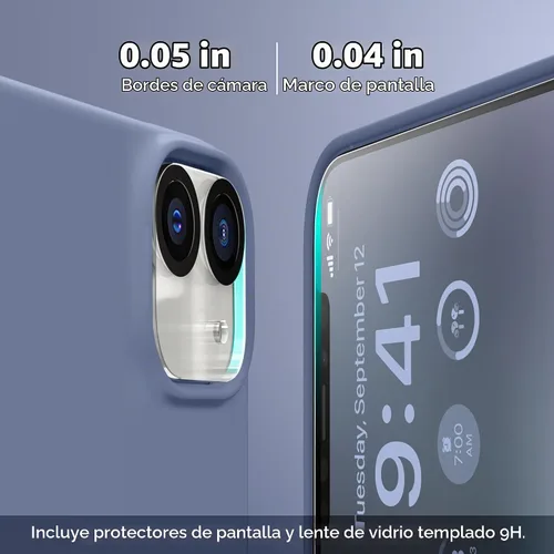 Vista 5 de GONEZ Magnetic for iPhone 12/12 Pro Case, Silicone Cover Lavender Gray Lavanda Gris