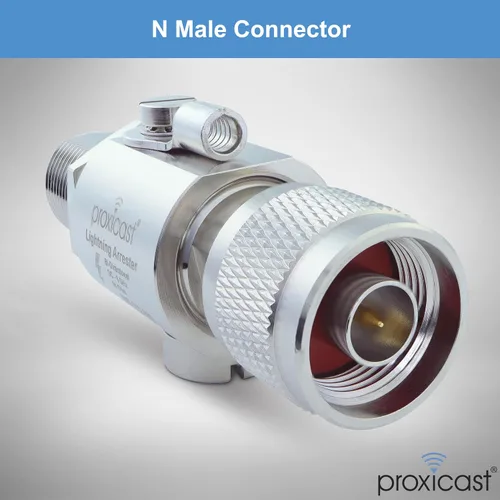 Vista 2 de Proxicast Pararrayos coaxial para 0 a 6 GHz (N-Macho/N-Hembra) - Protector de rayos de antena de 230V de grado profesional para 4G, LTE, 5G, Wi-Fi