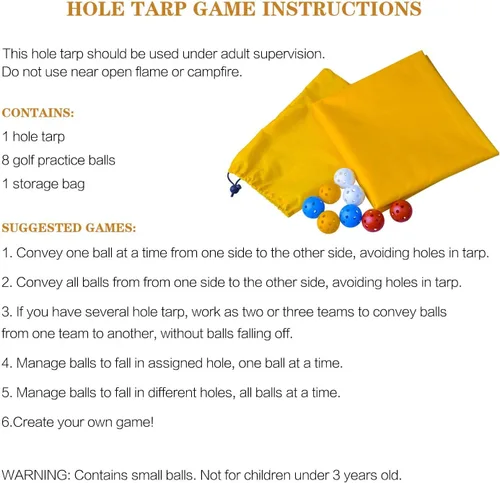 Vista 5 de Sonyabecca Yellow Hole Tarp Team Building Games for Work with 8 Pcs Team Building Ball for Teamwork Group Learning Fun