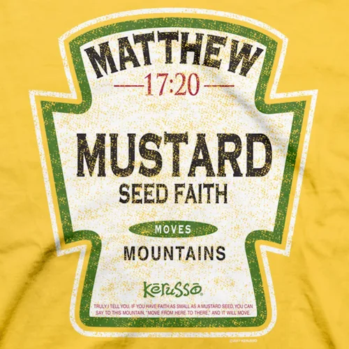 Vista 2 de Kerusso Mustard Seed Faith Moves Mountains Daisy Yellow Cotton Crew Neck T-Shirt, Small