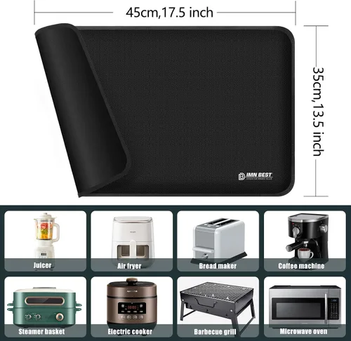 Vista 6 de Tapete resistente al calor para sitio de freidora de aire, tapete de silicona ignífugo para encimera de cocina, antideslizante e impermeable