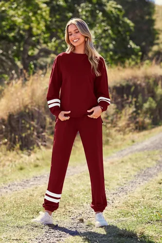 Vista 105 de Prettygarden - Conjunto de pijama de dos piezas para mujer, diseño de teñido anudado, sudadera informal de manga larga con pantalones largos, ropa