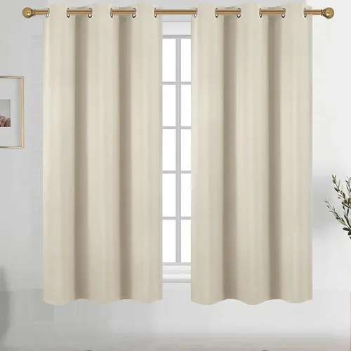 Vista 123 de Diraysid Cortinas opacas beige con ojales para dormitorio, con aislamiento térmico, cortinas de oscurecimiento de habitación, 38 x 54 pulgadas, 2