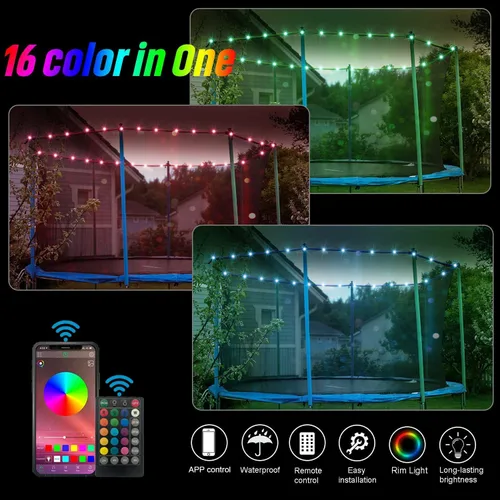 Vista 2 de Versión de control de aplicación mejorada: luces LED para cama elástica, aplicación y control remoto, luz LED para cama elástica, caja de batería C