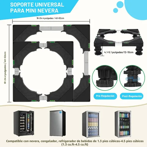 Vista 3 de Nefish Mini soporte universal para nevera, base elevada, ajustable, con 4 pies fuertes, para lavadora, pedestal, bases multifuncionales