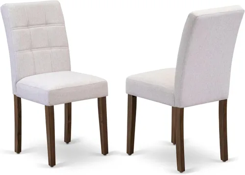 Vista 4 de East West Furniture ANAS3-AWA-08 Juego de mesa de comedor de cocina de 3 piezas contiene una mesa moderna y 2 sillas de comedor tapizadas de tela