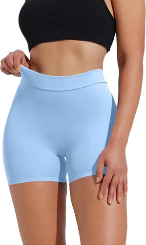 Vista 2 de YWBIN Pantalones cortos de entrenamiento para mujer, con cintura alta, espalda en V, pantalones cortos de ciclismo para yoga