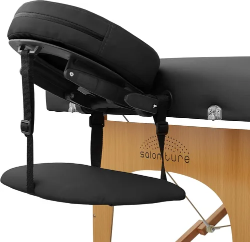 Vista 5 de Saloniture Mesa de masaje plegable de espuma viscoelástica profesional, portátil con funda de transporte, color negro