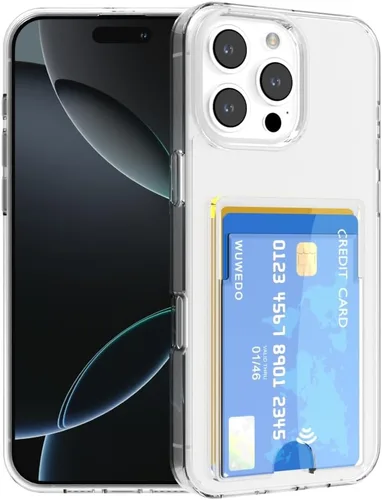 Vista 13 de 【Actualización】 Funda tipo cartera transparente para iPhone 13, antiamarilleo, delgada, parachoques de TPU + funda trasera de policarbonato con 2