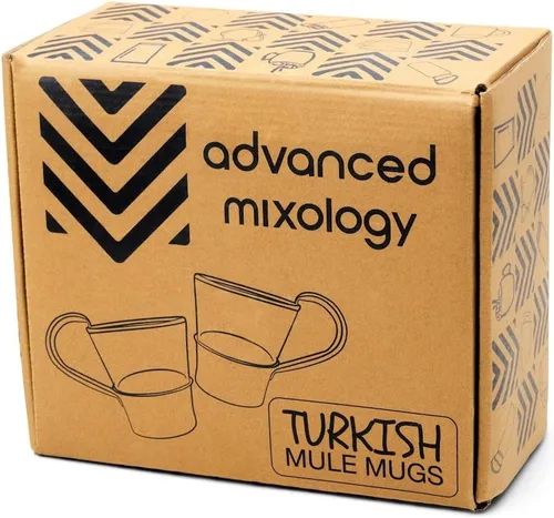 Vista 7 de Advanced Mixology Tazas de mula turca Juego de 4 Base de cobre 100% puro y vidrio Grado alimenticio Acabado martillado