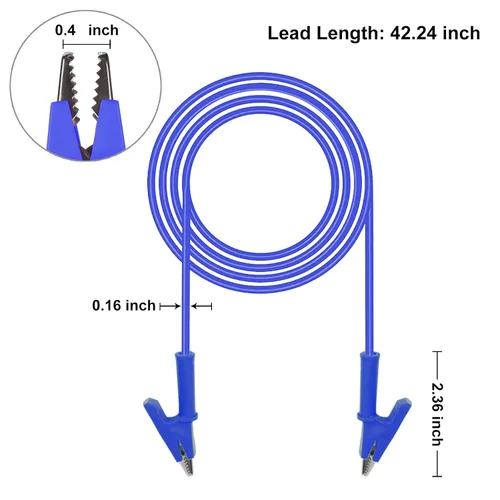 Vista 2 de WGGE - Juego de 5 cables de prueba con pinzas de cocodrilo de doble punta, cable de alambre de prueba de 15A con clips aislantes, cable resistente