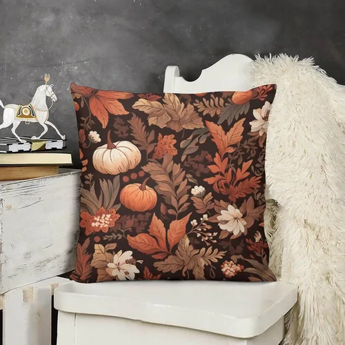 Vista 16 de Fundas cuadradas decorativas de Acción de Gracias, diseño de pájaros, flores, decoración del hogar, 12 x 12 pulgadas, otoño, Acción de Gracias