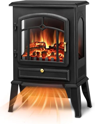 Vista 10 de Xbeauty Estufa Eléctrica de Chimenea de Interior de 22", Calentador de Chimenea Independiente con Brillo de Llama 3D Ajustable, Control