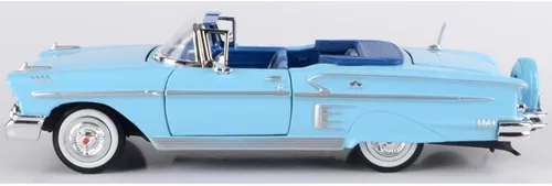 Vista 4 de Chevrolet Impala Convertible 1958, azul - Motormax Premium American 73267 - Modelo de automóvil fundido a presión a escala 1/24, unisex, para niños