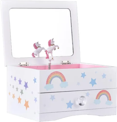 Vista 11 de Aliz - Joyero musical de unicornio para niñas, caja de madera con diseño de unicornio brillante, decoración encantadora de habitación y recuerdos