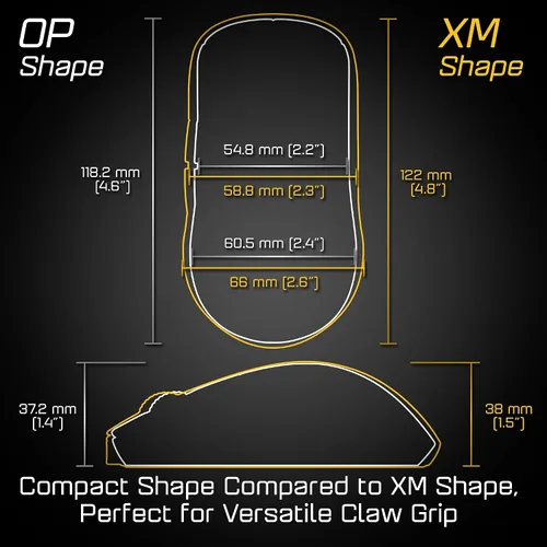 Vista 3 de ENDGAME GEAR OP1we - Mouse inalámbrico para juegos, microcontrolador CompX CX52850, sensor óptico Pixart PAW3370, compatible con la mod, diseño
