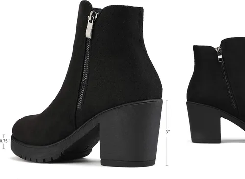 Vista 4 de DREAM PAIRS Women's Ankle Boots Chunky High Heel Platform Fall Short Heeled Booties
