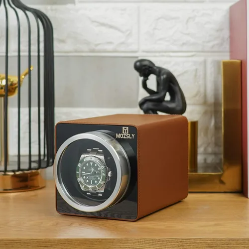 Vista 5 de MOZSLY Watch Winder for Automatic Watches with Quiet Motor 12 Rotation Mode Setting Leather