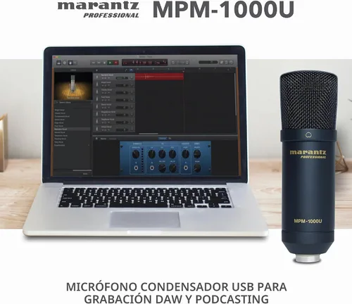 Vista 6 de Marantz Professional MPM-1000U - Micrófono de condensador USB para juegos, streaming y podcasting - Interfaz de audio incorporada, soporte