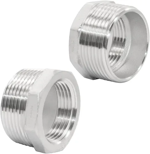 Vista 13 de Joywayus Reductor de buje de cabeza hexagonal de acero inoxidable, montaje de tubería 1 NPT macho × 1/2 NPT hembra (paquete de 2)