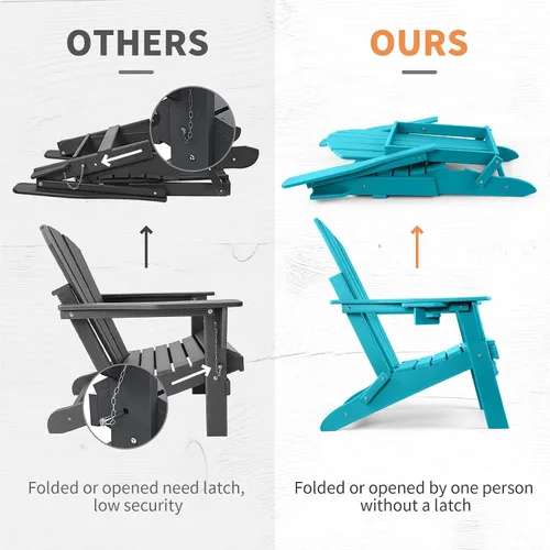 Vista 4 de FUNBERRY Silla plegable Adirondack, sillas de hoguera de HDPE para todo tipo de clima con portavasos para exteriores HDPE All Weather