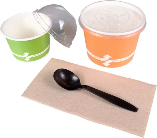 Vista 7 de Karat [5.6 pulgadas - 1000 piezas] Cuchara de sopa desechable de plástico de peso pesado envuelta individualmente negra (U3532B)