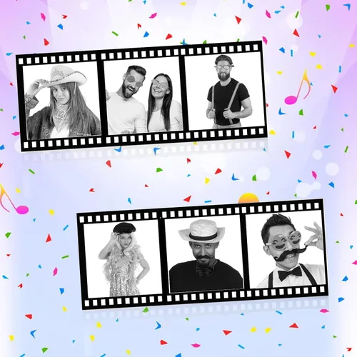 Vista 3 de Nuevo juego de cabina de fotos - Funny Party Hats - Accesorios para cabina de fotos - Juego de 20 piezas