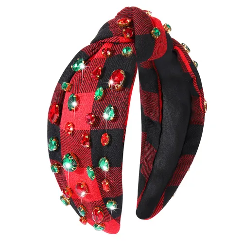Vista 40 de Diadema de Navidad para mujer, accesorios de Navidad con cuentas, arco de Navidad, árbol, copo de nieve, diadema anudada HOHOHO, rojo y verde, perla