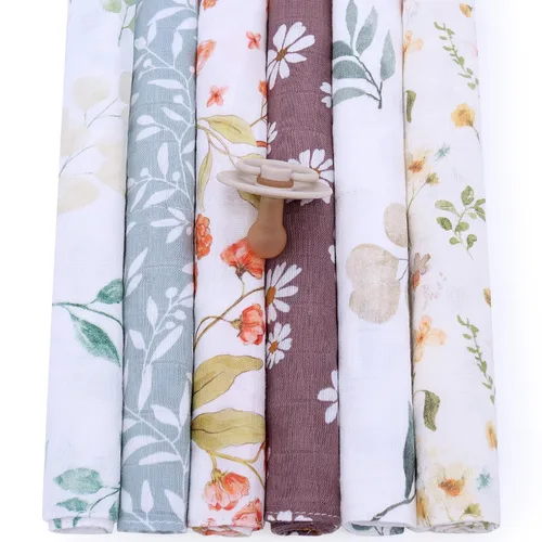 Vista 6 de LifeTree Toallas de muselina para bebé, paquete de 6 paños de lavado unisex para niños y niñas, 70% viscosa de bambú y 30% algodón, toallas de baño