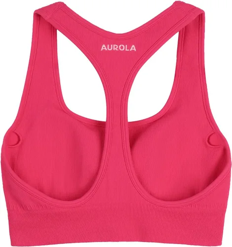 Vista 5 de AUROLA Brasier deportivo Power Racerback para mujer, sin costuras, acolchado, para entrenamiento, gimnasio, yoga, camiseta corta