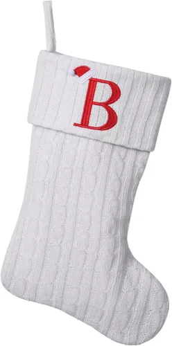 Vista 105 de Medias de Navidad personalizadas de 19 pulgadas con iniciales bordadas, medias de Navidad de punto negro para decoraciones de vacaciones familiares