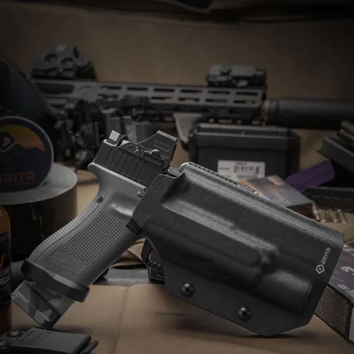 Vista 6 de GRITR OWB Kydex - Funda para pistola de mano derecha compatible con Glock 17, compatible con Surefire X300, compatible con accesorios Safariland