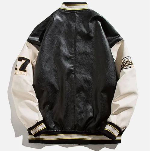 Vista 4 de Aelfric Eden Chaqueta universitaria con estampado de amor y letras para hombre, chaqueta de béisbol con gráficos vintage, unisex, ropa de calle