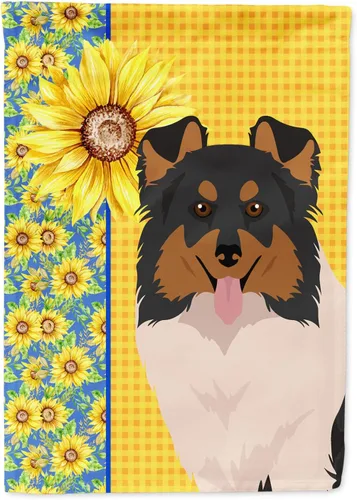 Vista 199 de Caroline's Treasures WDK5313GF Bandera de jardín con diseño de girasoles de verano, color negro y tostado, Airedale Terrier para buzón, bandera