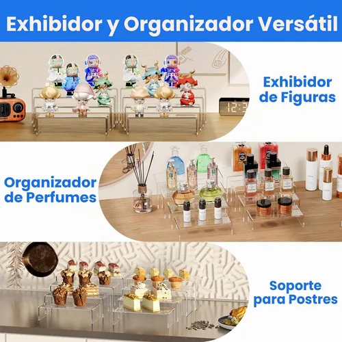 Vista 3 de Albumgit Elevadores de Exhibición de Acrílico, 8 Piezas de Soporte de Mesa Rectangular Transparente para Figuras de Amiibo Funko POP