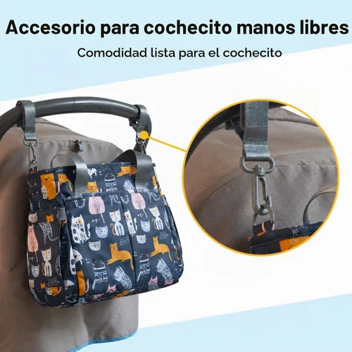 Vista 7 de Bolsa de pañales de viaje mediana para mamá y papá Cat Paradise