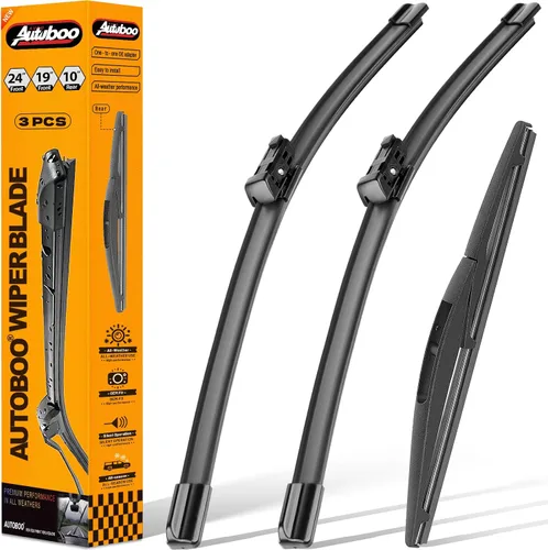Vista 51 de AUTOBOO Limpiaparabrisas de 15 + 15 pulgadas con limpiaparabrisas trasero de 13 pulgadas de repuesto para Jeep Wrangler JK 2008-2018, Jeep Wrangler