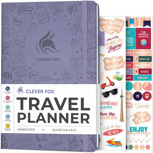 Vista 9 de Clever Fox Bolsillo para diario de viaje, organizador de itinerarios de vacaciones y viajes por carretera, diario de memoria de viaje, cuaderno