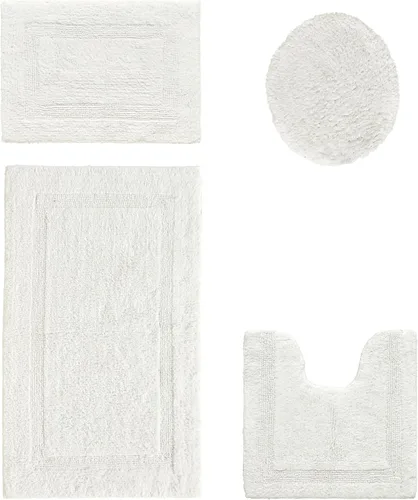 Vista 63 de Better Trends Juego de 4 alfombras de baño de lujo, 100% algodón, suaves, absorbentes de agua, reversibles, lavables a máquina, para decoración