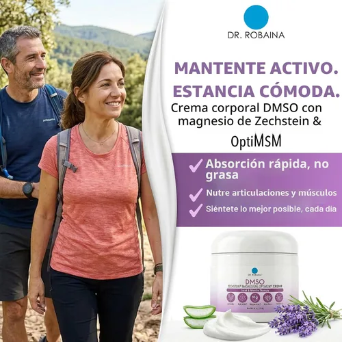 Vista 2 de Dr. Robaina Crema DMSO de lavanda - 99.9% DMSO puro grado farmacéutico Fórmula con magnesio Zechstein, árnica, aloe vera, vitamina E - 4 onzas