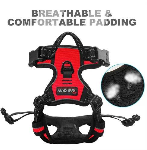 Vista 169 de BARKBAY - Arnés para perro sin tirones con clip frontal, material resistente y reflectante, asa de fácil control para pasear perros grandes