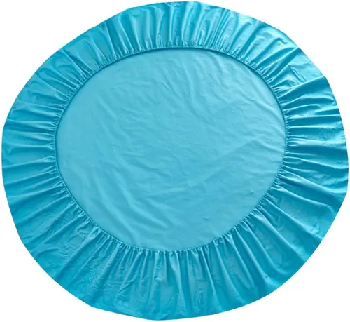 Vista 13 de homozy Cubierta de cama ajustable de cama redonda de color sólido para el hogar del hotel, beige