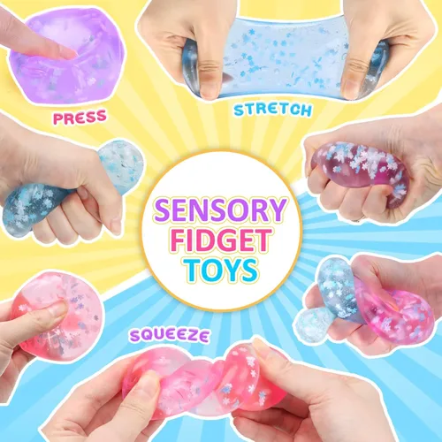 Vista 3 de Gretex Cubo de hielo Fidget Toy para todas las edades: paquete de 3 cubos suaves sensoriales Fidget cubo de hielo bola de estrés Squishy Cube