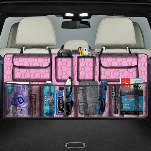 Vista 11 de Organizador de maletero de automóvil, organizador de asiento trasero de súper capacidad para SUV/camión/MPV (42"×18"), organizador de almacenamiento