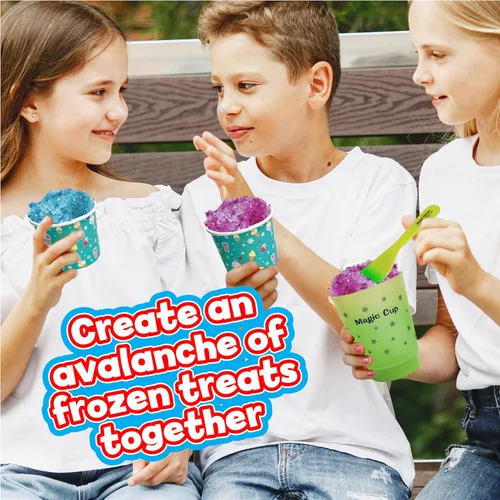 Vista 5 de Small World Toys Máquina de cono de nieve para niños, máquina de hielo afeitado súper granizado, máquina de cono de nieve apta para niños con tazas