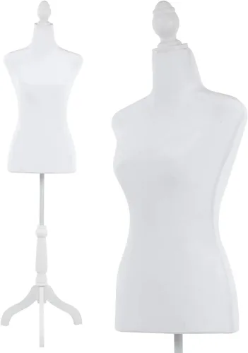 Vista 14 de Maniquí femenino, torso de maniquí, medio cuerpo, 49.6-63.4 pulgadas, modelo de vestido de costura, soporte de maniquí de exhibición