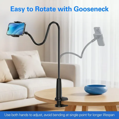 Vista 8 de MAGIPEA Soporte de teléfono de cuello de cisne para cama, soporte flexible de teléfono celular de 34 pulgadas para escritorio, soporte de abrazadera