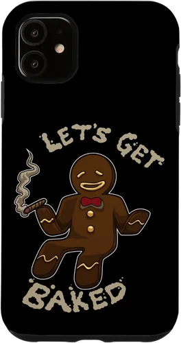 Vista 8 de Divertida funda navideña para iPhone 16 con diseño de pan de jengibre y marihuana