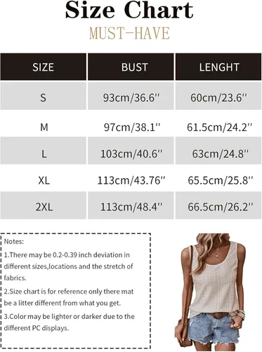 Vista 6 de Womens Tank Tops Eyelet Embroidery Scoop Neck Sleeveless Shirts for Casual Loose Fit Basic 2024 Summer Top Clothes